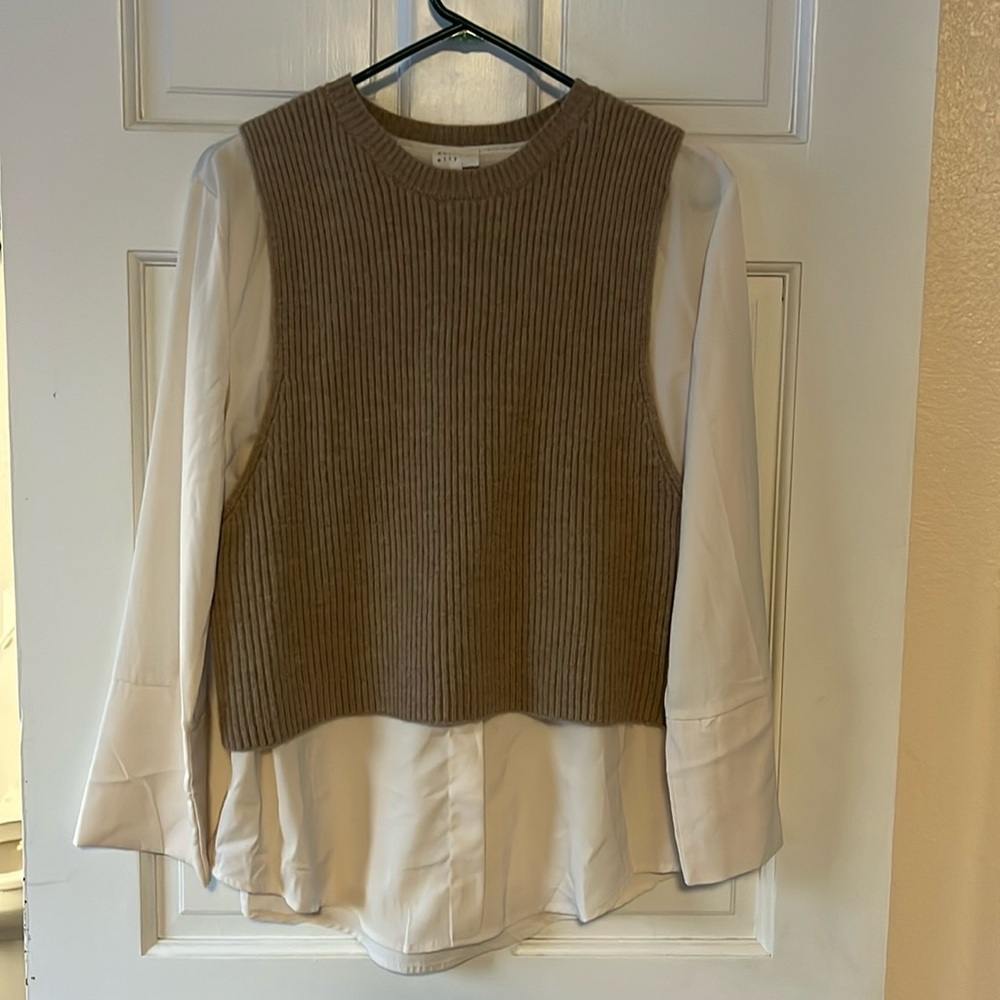 Sweater blouse brown and cream